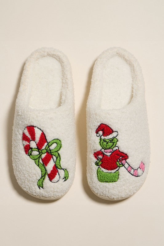 Grinch Green Monster Holiday Indoor Slippers