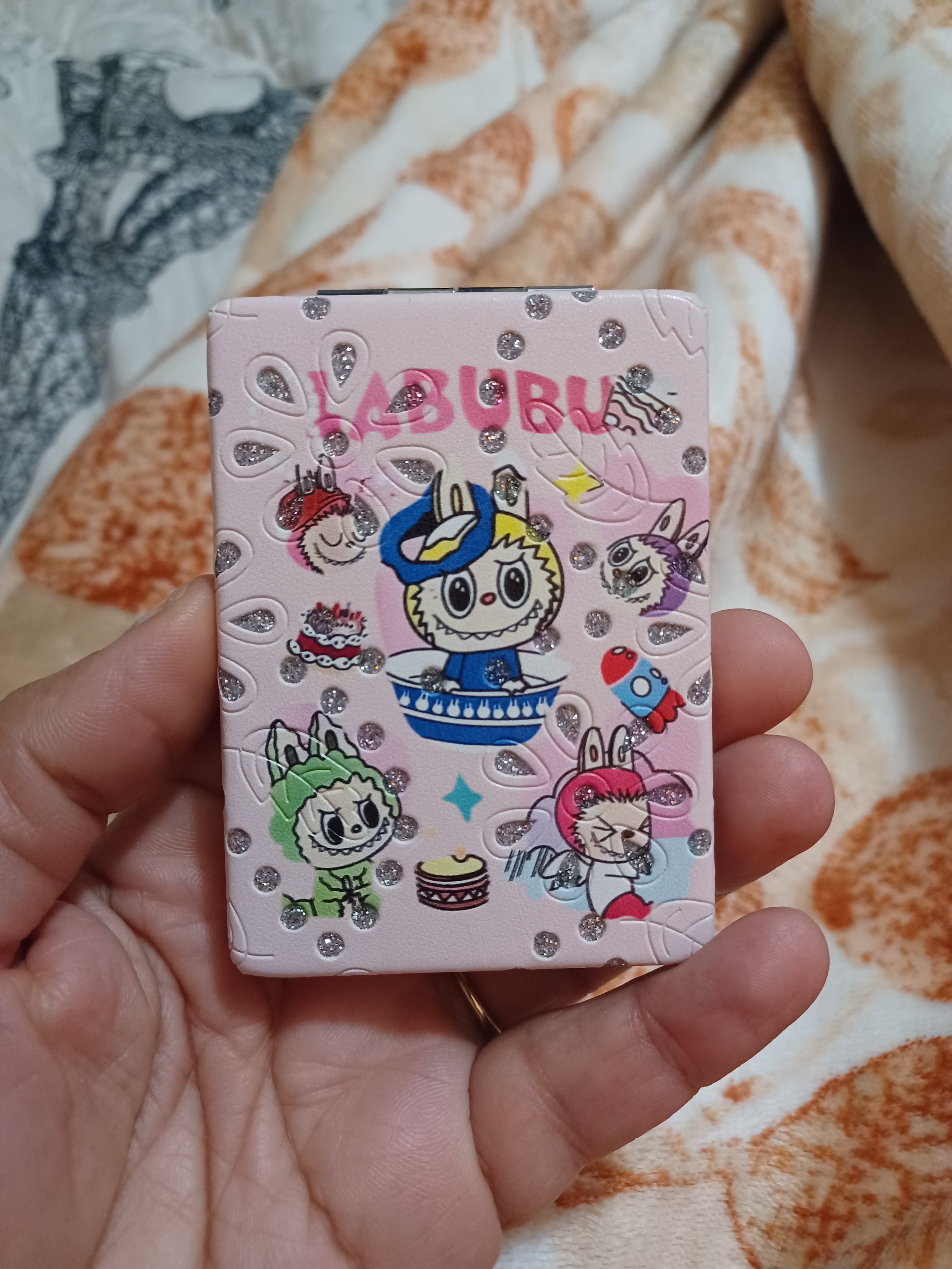 Glittered Labubu Mini Cosmetic Folding Mirror