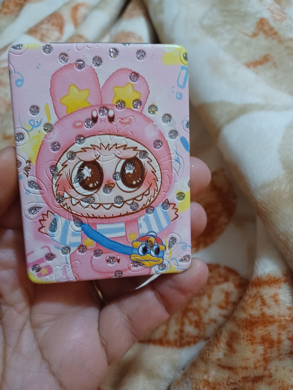 Glittered Labubu Mini Cosmetic Folding Mirror