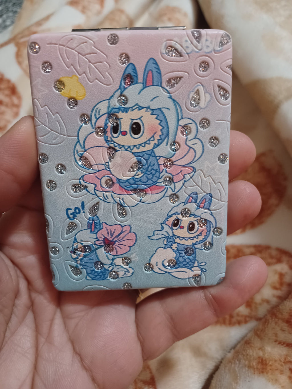 Glittered Labubu Mini Cosmetic Folding Mirror